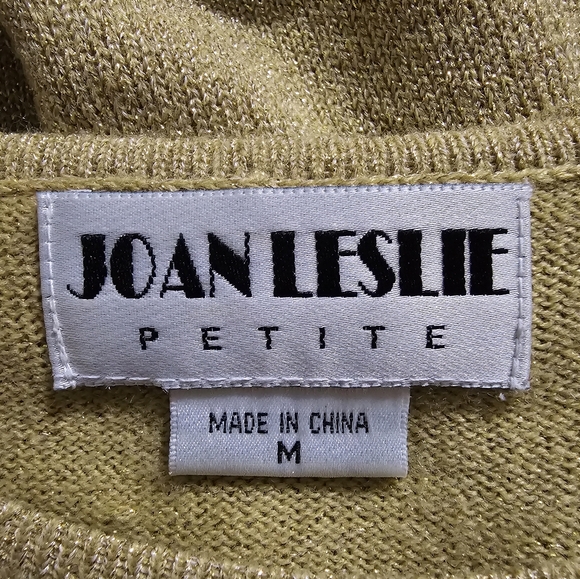 JOAN LESLIE Petite Knitted Gold vintage T-shirt Size M - Picture 7 of 8